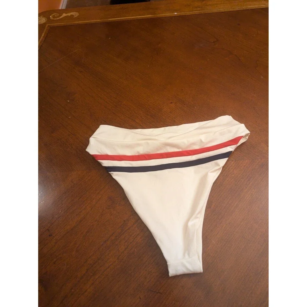 L*SPACE SWIMWEAR WHITE COLOR BLOCK WILSON HIGH WAIST BIKINI BOTTOM (S/P) NWT $99